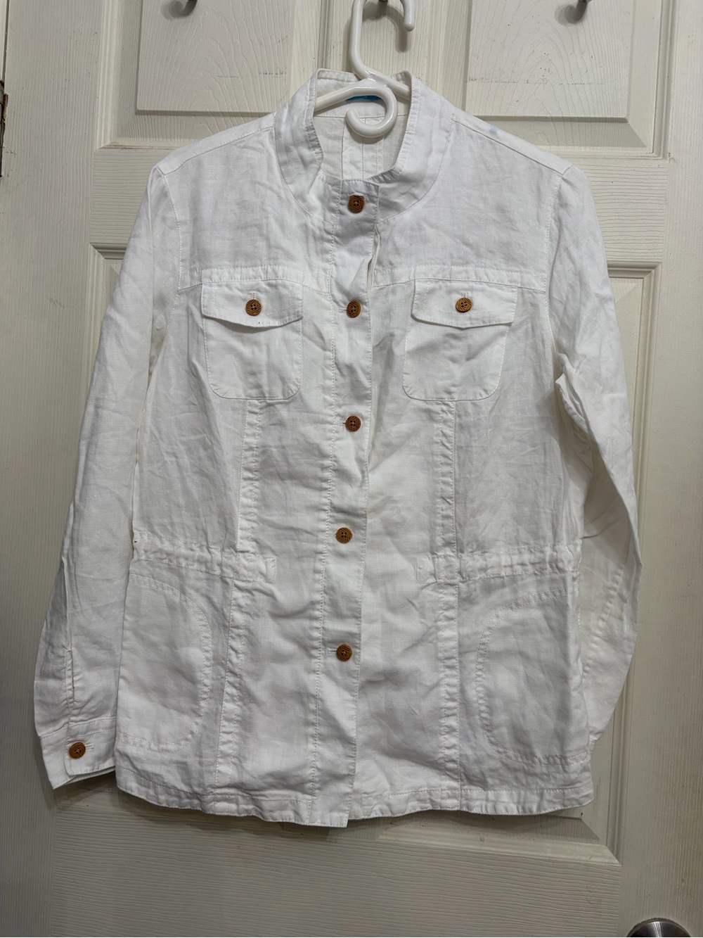 J.McLaughlin White Women's Button-Front Linen Jacket size large